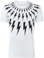 Neil Barrett Lightning Bolt Print T-shirt, Men's, Size: Medium, White, Cotton