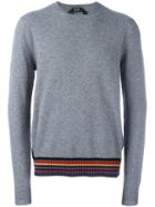No21 Striped Hem Pullover, Men's, Size: 48, Grey, Virgin Wool