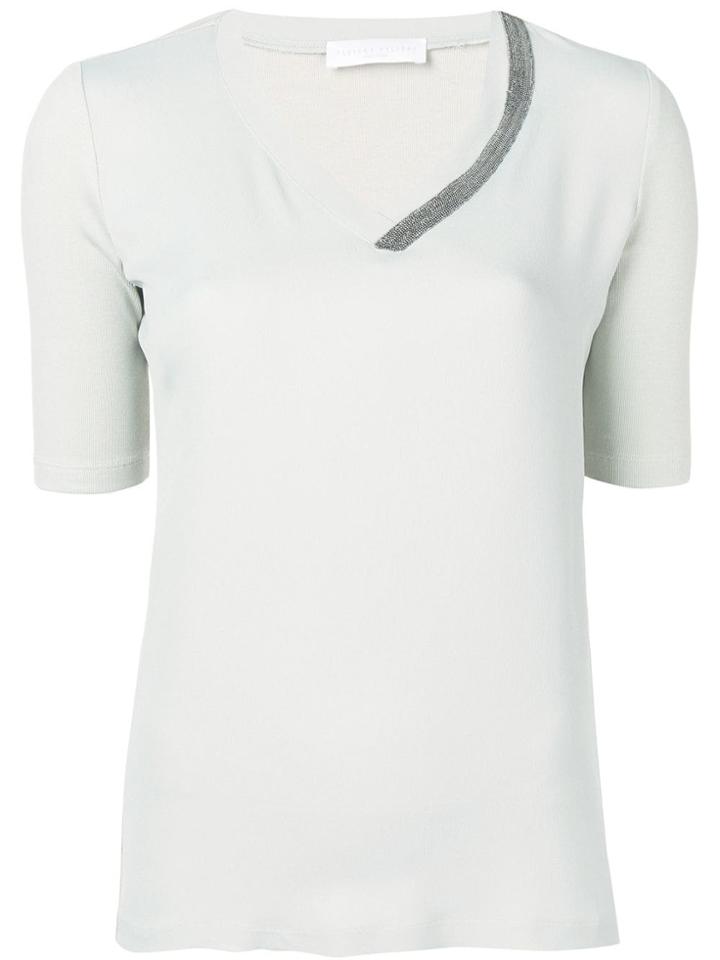 Fabiana Filippi Embellished Neck T-shirt - Grey