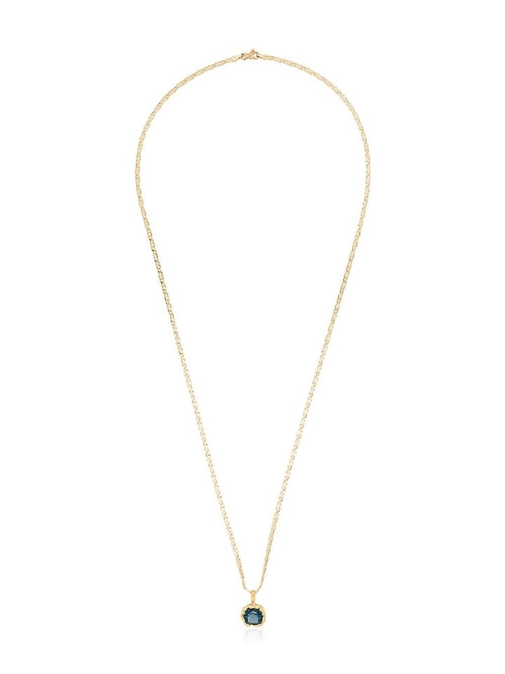 Anais Rheiner Oval Topaz 18k Gold Chain Necklace - Blue