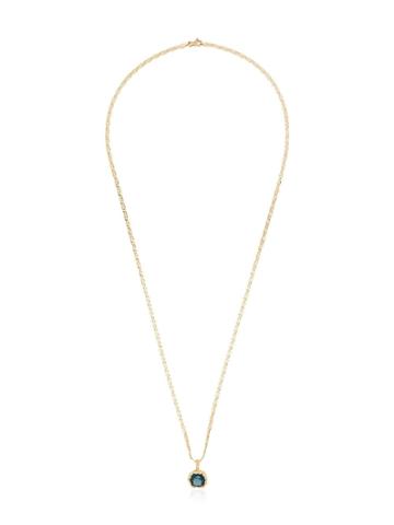 Anais Rheiner Oval Topaz 18k Gold Chain Necklace - Blue