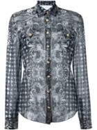 Balmain Baroque Print Shirt, Women's, Size: 36, Green, Silk/cotton