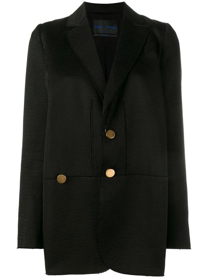 Proenza Schouler Raw Edge Oversized Jacket, Women's, Size: 2, Black, Cotton/wool/viscose/silk