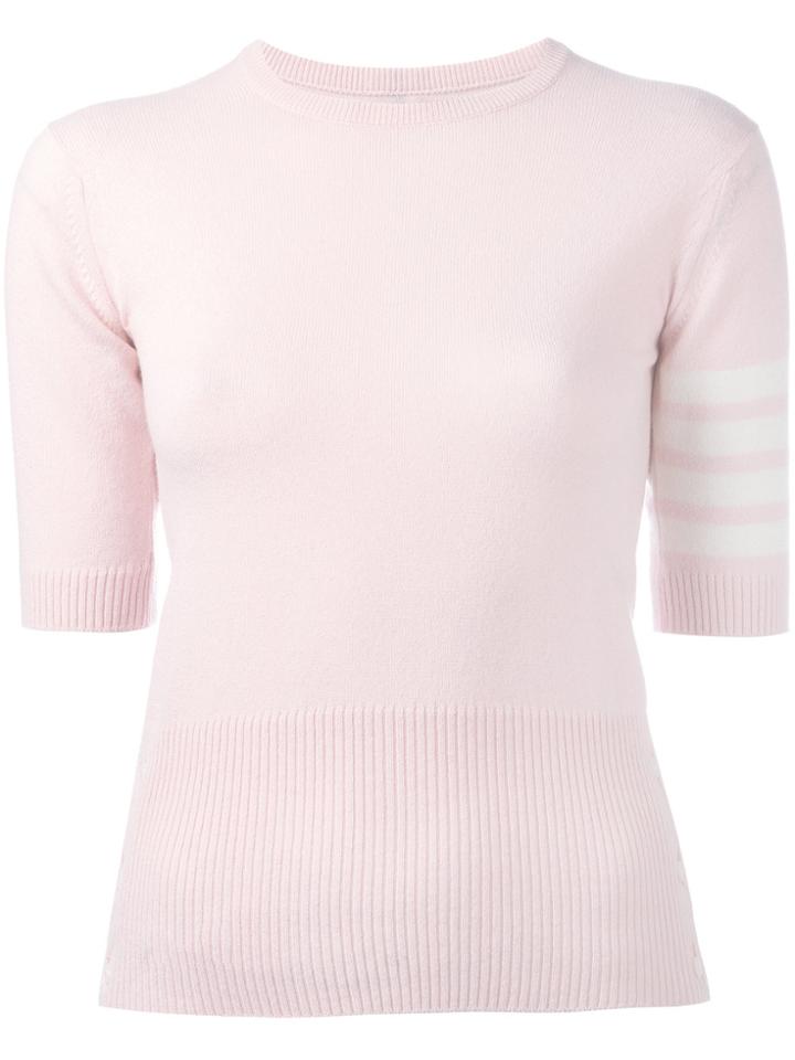 Thom Browne Striped Shortsleeves Jumper - Pink & Purple