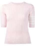 Thom Browne Striped Shortsleeves Jumper - Pink & Purple