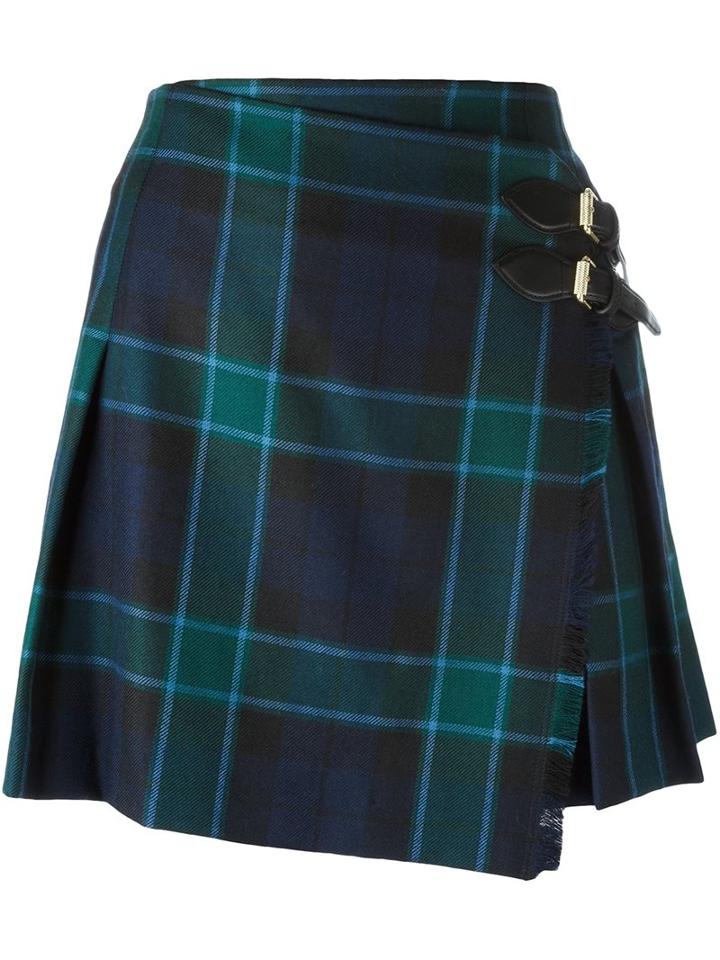 Burberry 'gonna' Skirt, Women's, Size: 4, Green, Silk/calf Leather/wool