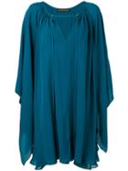 Plein Sud - V-neck Dress - Women - Silk - 40, Women's, Blue, Silk