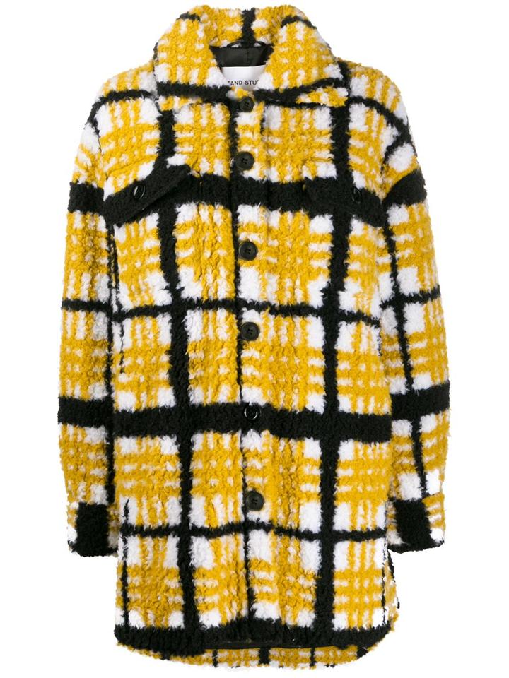 Stand Check Oversized Coat - Yellow