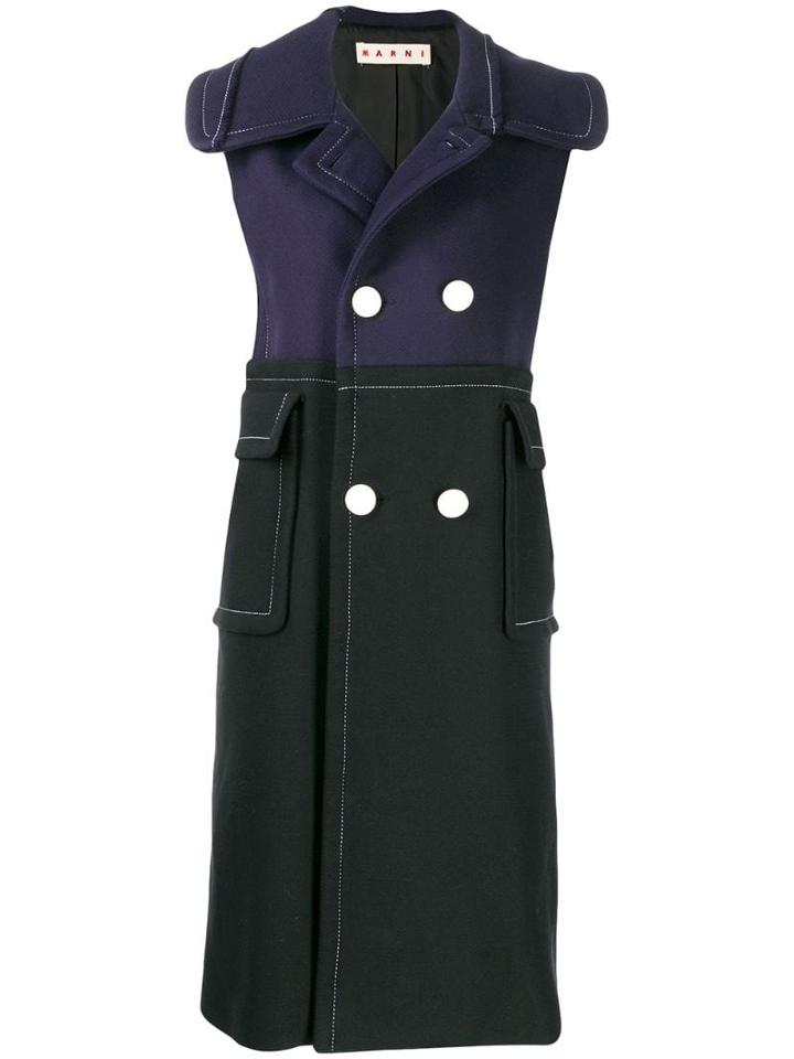 Marni Double Breasted Sleeveless Coat - Y5664 Black Light Navy