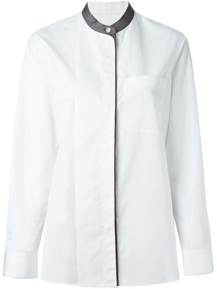 Alexander Wang Band Collar Blouse, Women's, Size: 6, White, Cotton/silk
