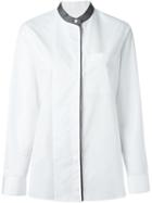 Alexander Wang Band Collar Blouse, Women's, Size: 6, White, Cotton/silk