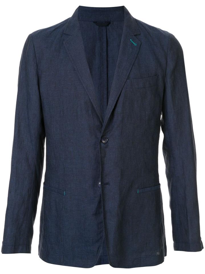 Shanghai Tang Linen Single-breasted Blazer - Blue