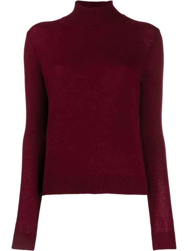 Theory Ribbed Turtle Neck Jumper - Red