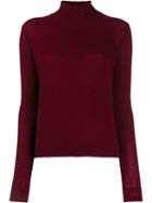 Theory Ribbed Turtle Neck Jumper - Red