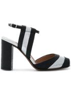 L'autre Chose Striped Sandals - Black