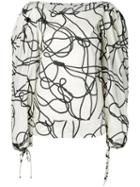 Dries Van Noten Abstract Print Shift Blouse, Women's, Size: 44, White, Cotton
