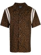 Just Don Leopard Print Bowling Shirt - Brown