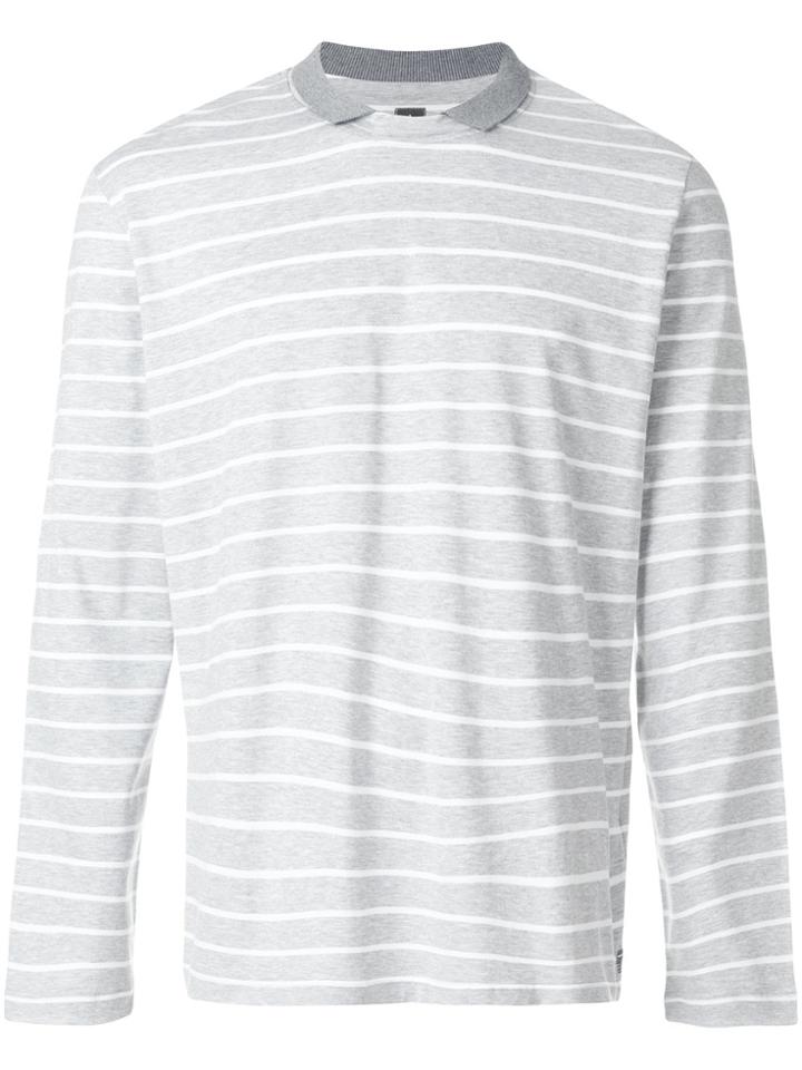 Eleventy Collar Striped Jumper - Grey