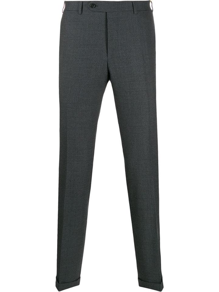 Canali Pantalon Cuadros Gris Negro - Blue