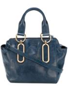 See By Chloé 'paige' Tote, Women's, Blue, Cotton/calf Leather