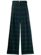 Jejia Checked High Waisted Trousers - Green