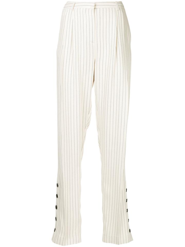 Altuzarra Striped Button Cuff Trousers - White