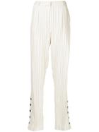 Altuzarra Striped Button Cuff Trousers - White