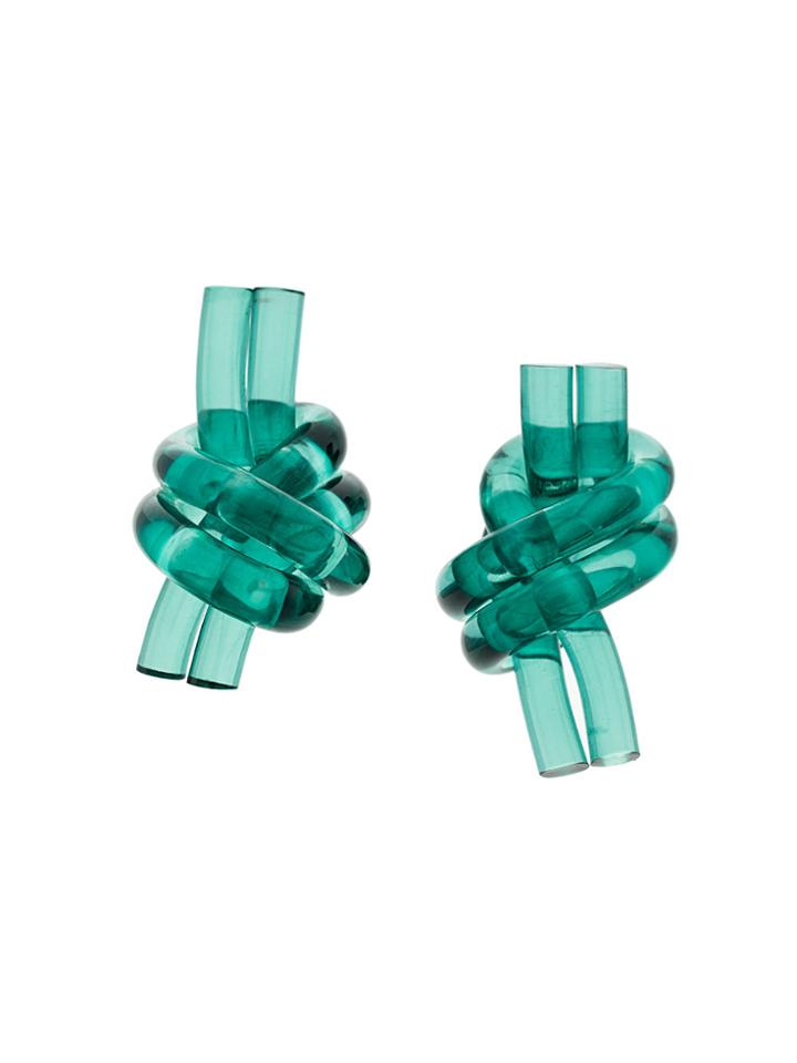 Jw Anderson Perspex Knot Earrings - Green