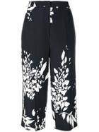 Rochas Floral Print Cropped Trousers - Blue