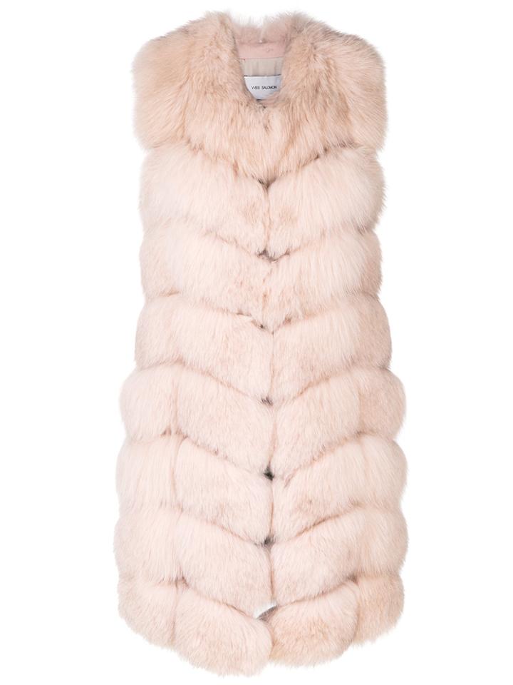 Yves Salomon Fox Fur Quilted Gilet - Pink & Purple