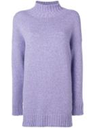 Pringle Of Scotland Turtleneck Long Length Sweater - Pink & Purple