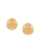 Chanel Vintage Round Rhinestone Earrings - Gold