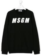 Msgm Kids Contrast Logo Printed Sweatshirt - Black