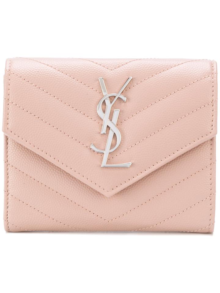 Saint Laurent Monogram Compact Tri-fold Wallet - Pink & Purple