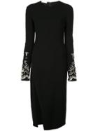 Oscar De La Renta Crystal Embellished Sleeve Dress - Black
