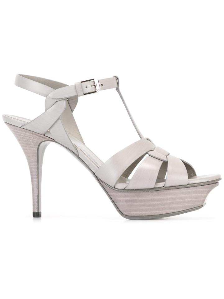 Saint Laurent Tribute 75 Stacked Sandals - Grey