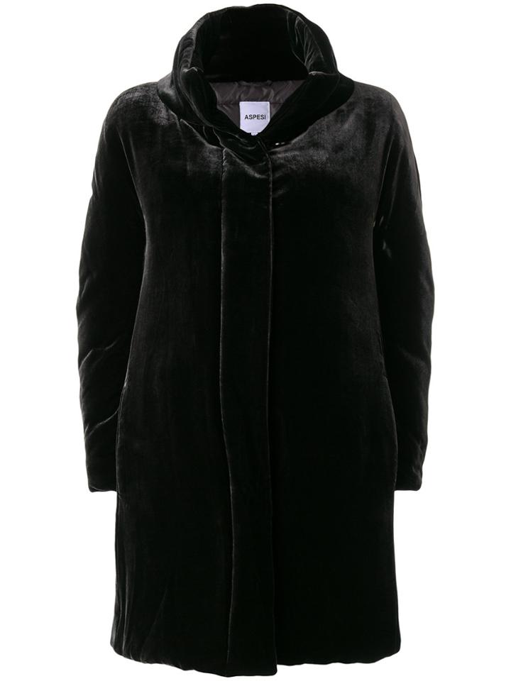 Aspesi Velvet Parka Coat - Black