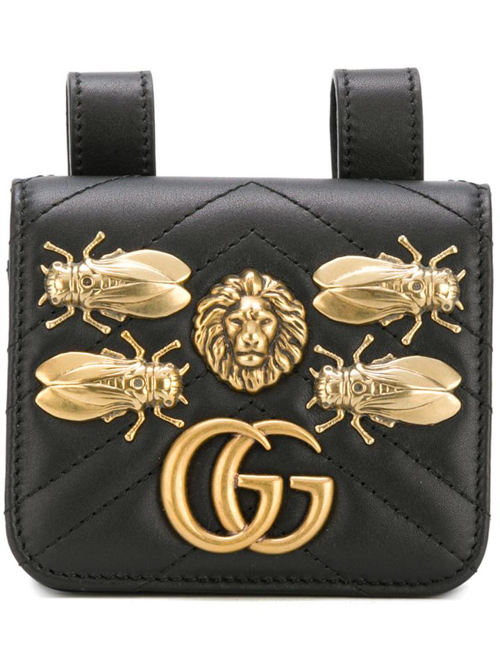 Gucci Gg Marmont Animal Studs Belt Accessory - Black