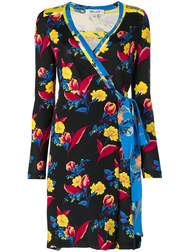 Diane Von Furstenberg - Floral Print Wrap Dress - Women - Silk - 8, Black, Silk