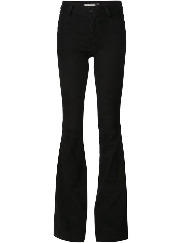 Alice+olivia Flared Trousers, Women's, Size: 2, Black, Lamb Skin