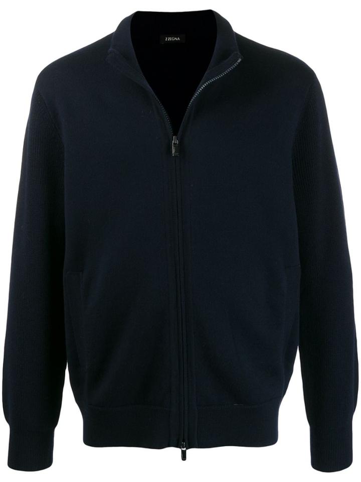 Z Zegna Long Sleeve Zip-front Sweatshirt - Blue