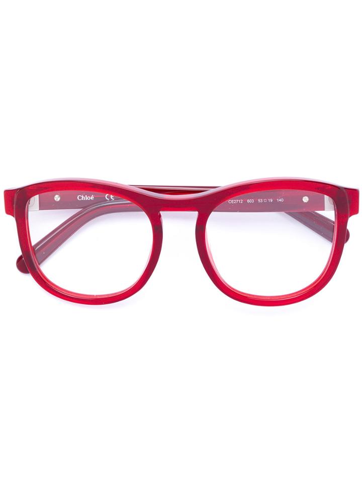 Chloé Eyewear Acetate Round Framed Glasses - Red