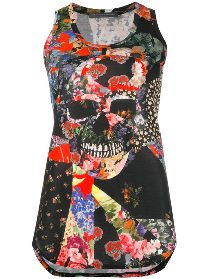 Alexander Mcqueen Floral Skull Tablecloth Tank Top - Multicolour