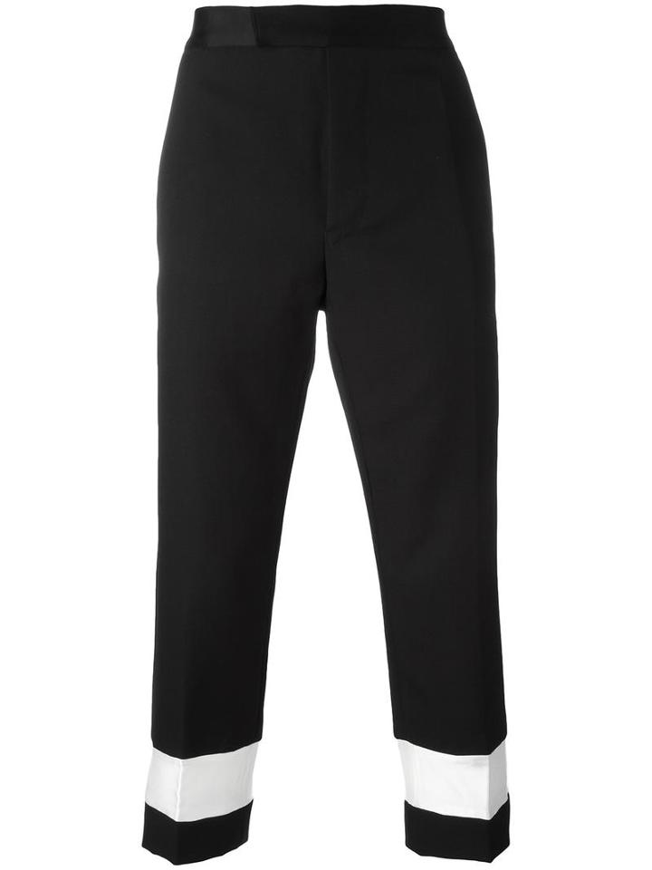 Haider Ackermann Contrast Stripe Cropped Pants, Men's, Size: 52, Black, Virgin Wool/acetate/rayon