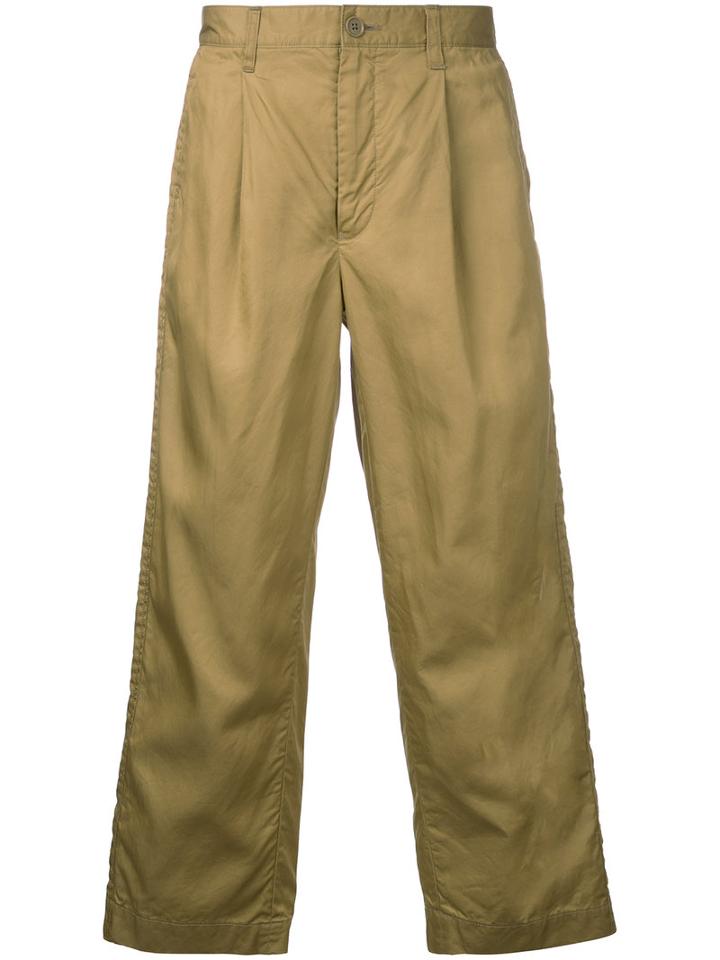En Route - Wide-legged Cropped Trousers - Men - Cotton - 1, Brown, Cotton