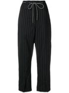 Odeeh Pinstripe Trousers - Black