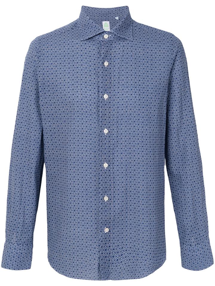 Finamore 1925 Napoli Geometric Print Button-down Shirt - Blue
