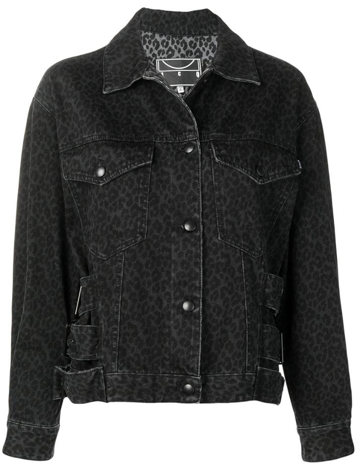 Mcq Alexander Mcqueen Leopard Print Denim Jacket - Black