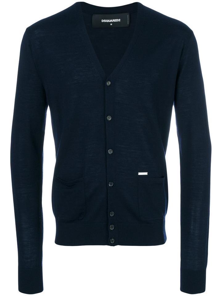 Dsquared2 - Knitted Cardigan - Men - Wool - Xxl, Blue, Wool