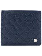 Versace Embossed Grecca Wallet - Blue